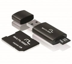 Adaptador 3x1 Multilaser SD + Pendrive + Cartão De Memória Classe 10 16GB Preto - MC112