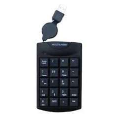 TECLADO NUMERICO COM FIO RETRATIL USB PRETO 20 TECLAS