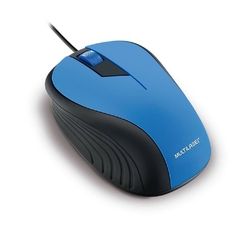 MOUSE EMBORRACHADO AZUL E PRETO COM FIO USB