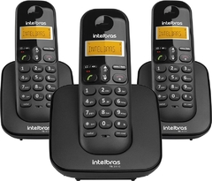 TELEFONE SEM FIO DIGITAL COM DOIS RAMAIS ADICIONAIS, INTELBRAS, TS 3113, PRETO, PACOTE DE 3