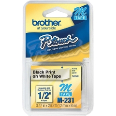 FITA BROTHER MK231 BRANCA 12MMX8M BLACK PRINT ON WHITE TAPE - BROTHER