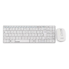 KIT TECLADO E MOUSE SEM FIO 2.4 GHZ MULTIMIDIA BRANCO USB SLIM (05)