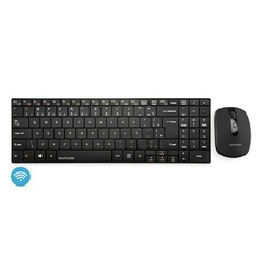 TECLADO E MOUSE SEM FIO 2.4 GHZ MULTIMIDIA PRETO USB SLIM