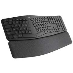 Teclado Sem Fio Logitech ERGO K860 Com Layout De Teclado Dividido, Suporte Para Descanso De Pulso, Conexão Bluetooth E USB