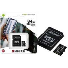 CARTÃO DE MEMORIA CLASSE 10 SDCS2-64GB MICRO SDXC 64GB 100R-85W UHS-I CANVAS SELECT PLUS