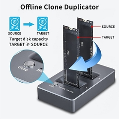 CASE EXTERNO TYPE-C M.2 DUAL BAY DOCKING STATION SSD M-KEY DUPLICADOR DE CLONE AUTO SLEEP