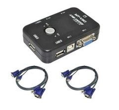 CHAVEADOR KVM USB SWITCH 2 PORTAS 2PCS VGA/KIT C/2 CABOS KVM