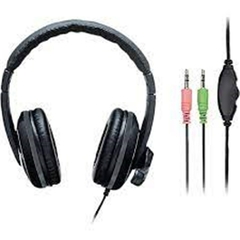 Headset Pro Conexão P2 Cabo de 210cm Cancelamento de Ruído Controle de Volume e Microfone Driver 40mm Potência 30mw c/ Adaptador P3 Preto