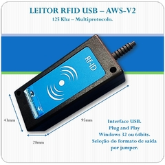 LEITOR USB RFID USB 125KHZ PLUG PLAY WIN 3/64BITS 5V USB - PRECISION