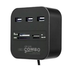 HUB USB 3 PORTAS, LEITOR DE CARTÃO MICROSD/MS PRO DO M2 SD USB 2.0 HB-T58 - KNUP