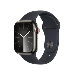 APPLE WATCH SERIE 9 41MM GPS + CELLULAR CAIXA GRAFITE DE AÇÕ INOXIDAVEL, PULSEIRA ESPORTIVA MEIA NOITE M/G NEUTRO EM CARBONO