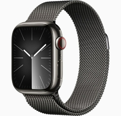 APPLE WATCH SERIE 9 GPS + CELLULAR CAIXA GRAFITE DE AÇO INOXIDAVEL 45MM PULSEIRA GRAFITE ESTILO MILANÊS