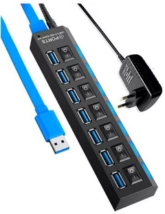 HUB USB 3.0USB 2.0 + FONTE 5V 7 PORTAS HIGH SPEED