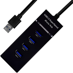 HUB USB 3.0 4 PORTAS COM LED 5GBPS PRETO - SUPER LED