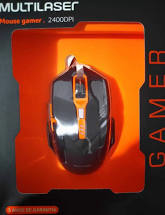 Mouse Gamer Multilaser 2400DPI Preto e Laranja com LED – MO270 na internet