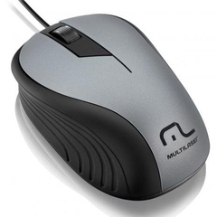 Mouse Multilaser Emborrachado Cinza E Preto Com Fio Usb - MO225