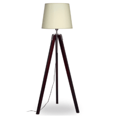 Lámpara de pie trípode madera - E27