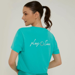 T-shirt Cropped TN AG Play Time Verde Waterfall Alto Giro na internet