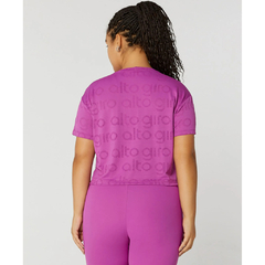 T-shirt Cropped Mesh Alto Giro Plus Size Roxo Euforia na internet