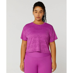 T-shirt Cropped Mesh Alto Giro Plus Size Roxo Euforia - Fitlet Moda Fitness e Moda Praia | 6x s/juros frete grátis Sul e Sudeste