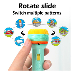 Lanterna com projetor de desenhos animados brinquedo infantil interativo na internet