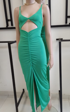 Imagen de Vestido acetato pollera frunces largo NV190