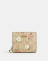 Snap Wallet In Signature Canvas With Floral Print