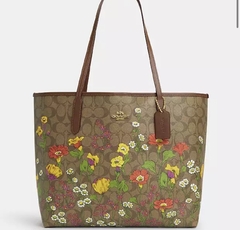 City Tote Bag In Signature Canvas With Floral Print