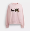 Garden Floral Horse And Carriage Crewneck Coach XS