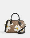 Gold Tan Multi Rowan Satchel Bag In Signature Canvas with Floral Print