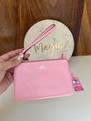 Corner Zip Wristlet Pink Muñequera Coach 16x10cm