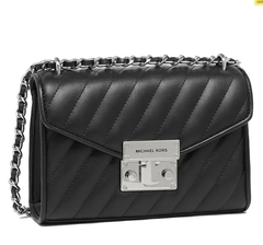 Small Mini Crossbody Bag Vegan Quilted Michael Kors Negra