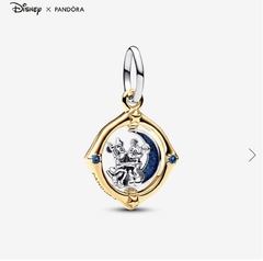 Disney Mickey Mouse & Minnie Mouse Two-tone Spinning Moon Dangle Charm By Pandora