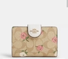 Medium Corner Zip Wallet In Signature Canvas With Floral