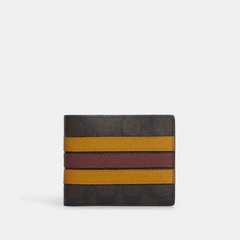 3 In 1 Wallet In Signature Canvas With Varsity Stripe Coach Cartera Caballero