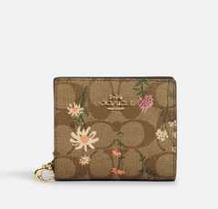 Snap Wallet In Signature Canvas With Wildflower Print