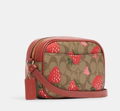 Mini Jamie Camera Bag In Signature Canvas With Wild Strawberry Print - comprar en línea