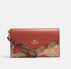 Travel Envelope Wallet In Signature Canvas With Wild Strawberry Print