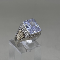 Anillo sello Corona caballero en plata 925 y Oro con Cubic PO.PN