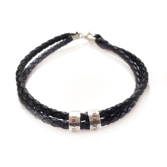 Pulseira masculina couro trançado