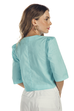 blusa tricoline nó turquesa na internet