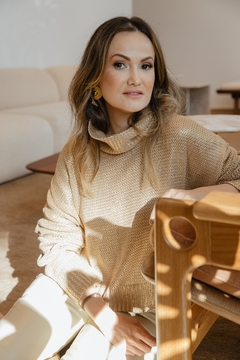 blusa tricot foil metalizada - dourada na internet