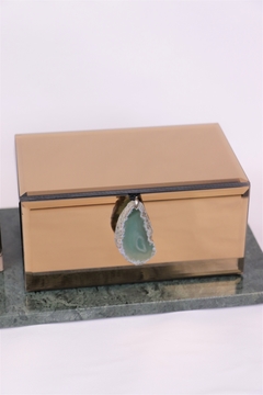 caixa porta jóias espelho fumé com pedra - comprar online