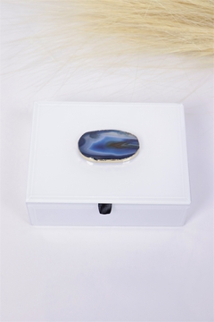 caixa vidro branca com ágatha azul PEQUENA - comprar online