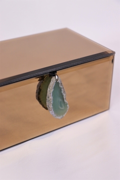 caixa porta jóias espelho fumé com pedra - loja online