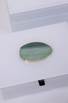 caixa vidro branco com pedra ágatha verde - loja online
