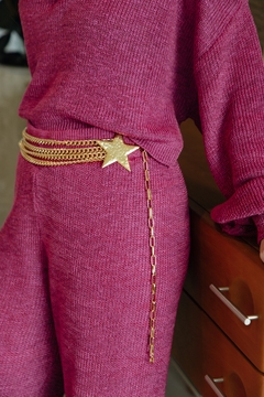 conjunto tricot flame rayon gola polo - fúscia - loja online