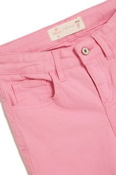 calça skinny rosa sarja com elastano - comprar online