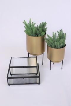 cachepó/ vaso metal dourado com suporte PEQUENO - comprar online