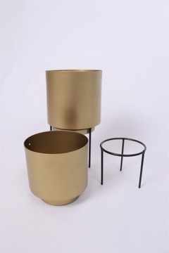 cachepó/ vaso metal dourado com suporte PEQUENO - loja online